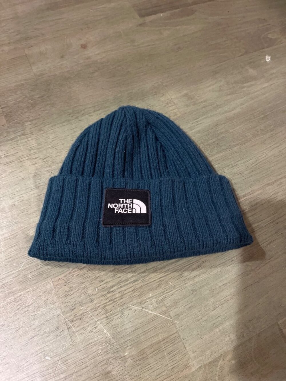 The North Face Ribbed Knit Beanie Hat Unisex One Size Teal Blue Winter Warmth